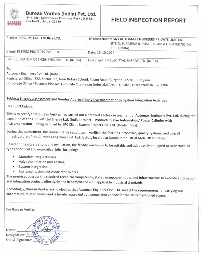 Bureau Veritas Certificate